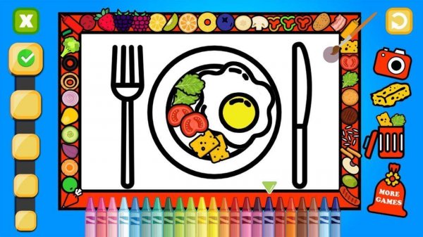 Color and Decorate Dinner Plate: Kids Art Game